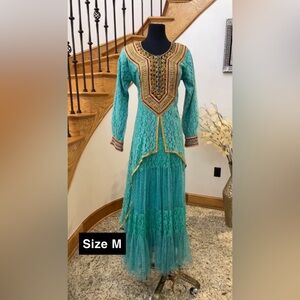 Gold Green Kaftan Traditional Dress
